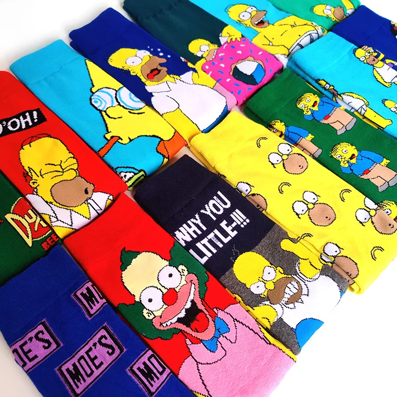 Носки мужские с мультяшным рисунком оригинальные и интересные смешные носки из