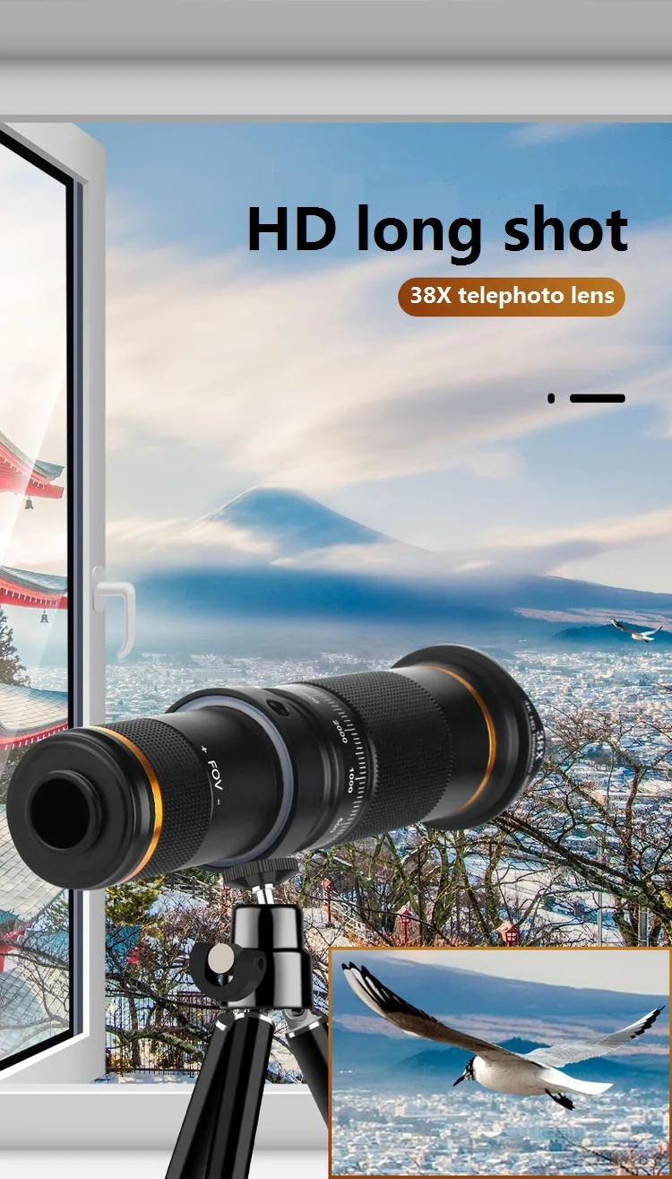 Телескопический объектив с зумом 38X для смартфонов IPhone Samsung Android универсальный