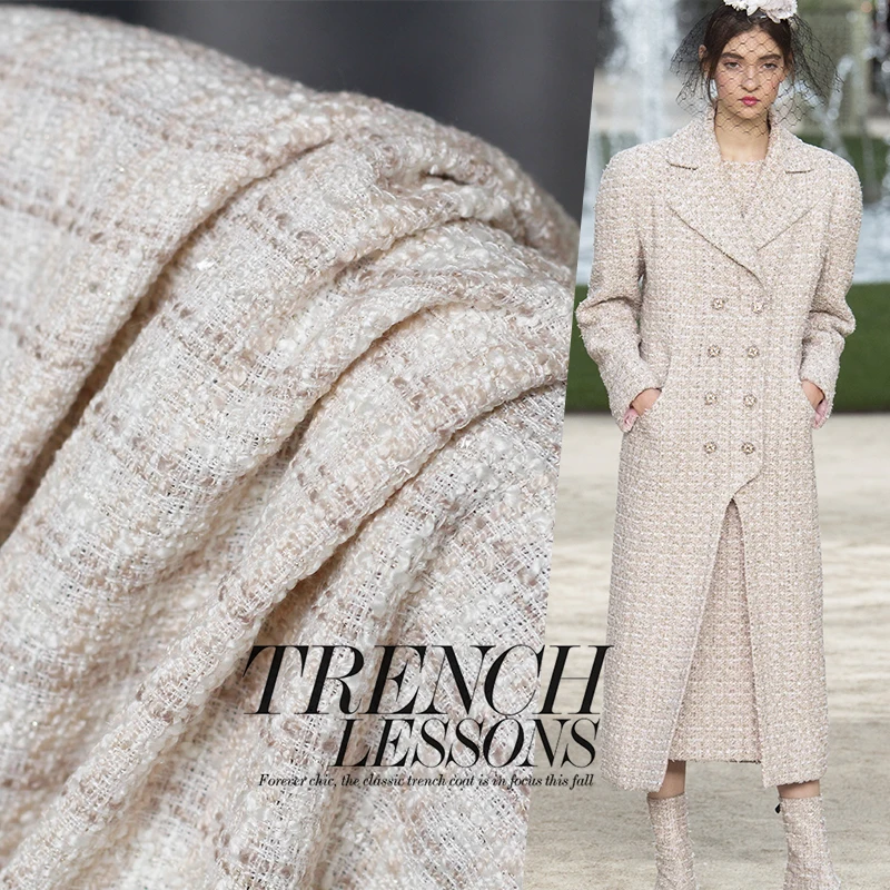 Ткань бежевый розовый твидовый цвет материалы для одежды весенний костюм платье