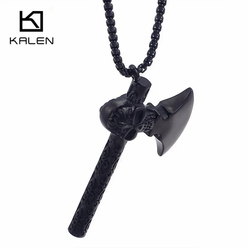 Колье с подвеской KALEN GoldBlack Ax мужское колье из нержавеющей стали черепом