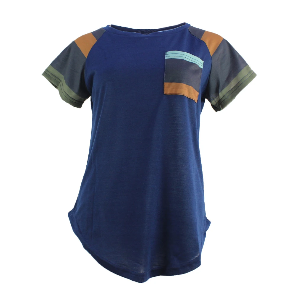 Размера плюс женская футболка в полоску с карманами и рисунком Свободная кофта