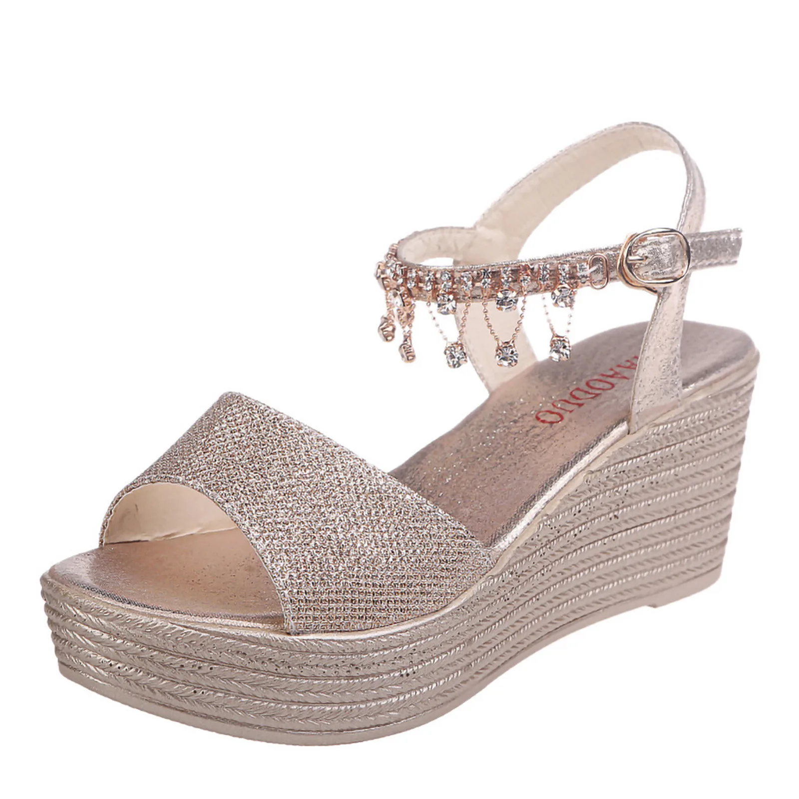 Туфли женские на платформе пляжные шлепанцы принцессы с кристаллами ремешок