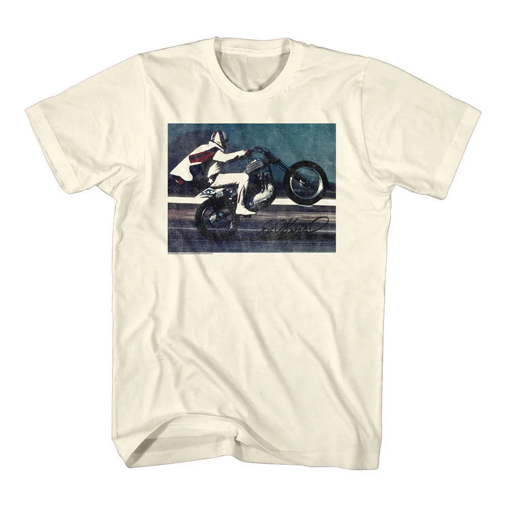 Evel Knievel Live Wheelie Мужская футболка с надписью автограф трюк байкер мотор брендовая