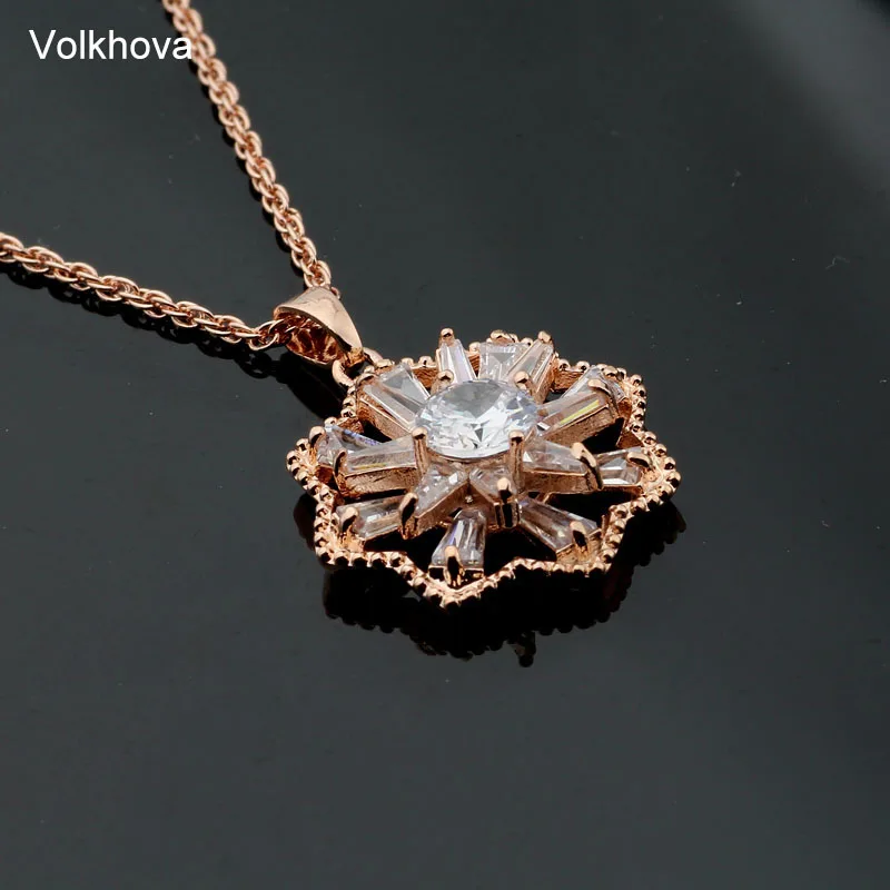 Кулон в форме цветка из розового золота 585 пробы кулон с фианитом класса ААА