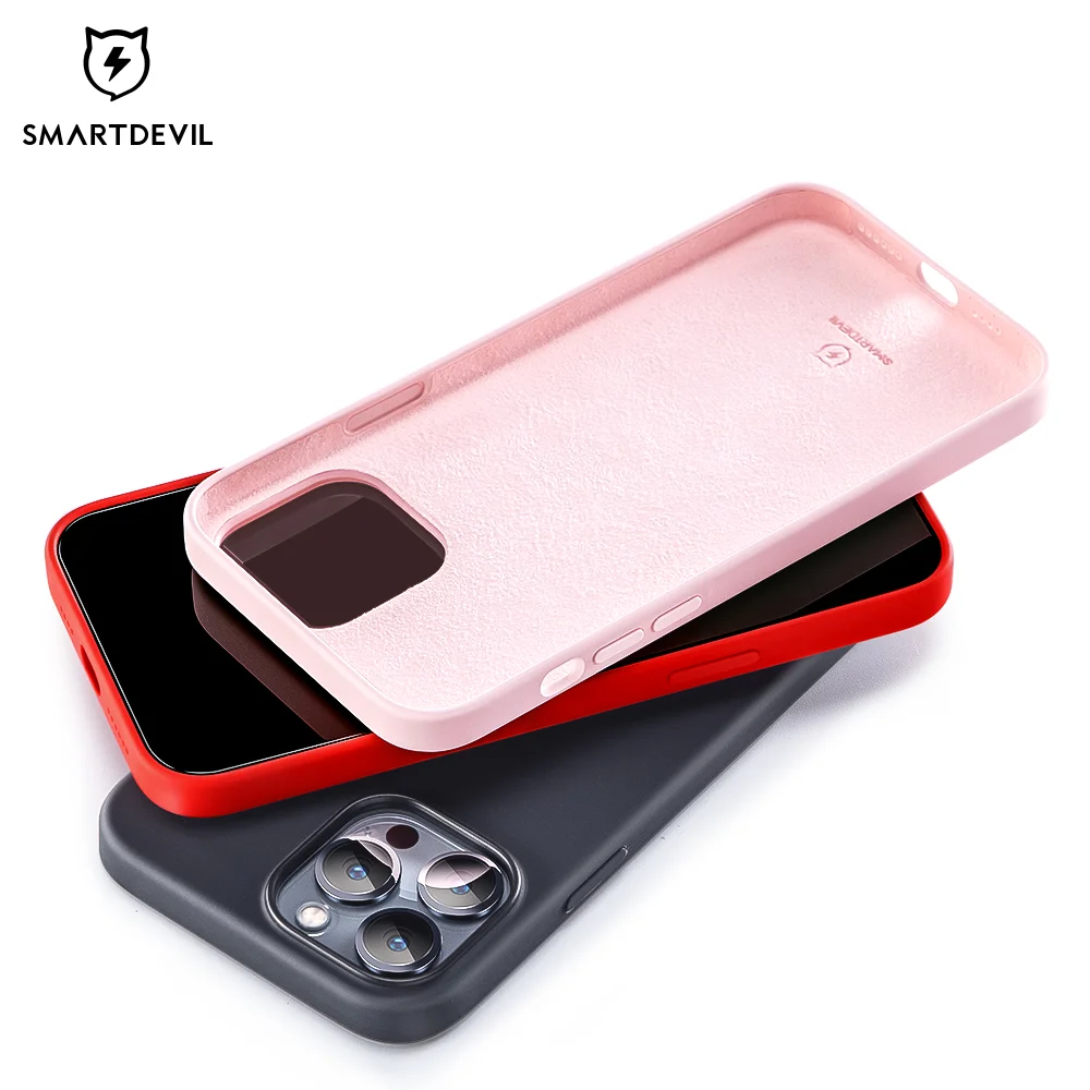 SmartDevil Phone Case For iPhone 12 Pro Max 12 Mini 11 7 8 Plus XR X XS SE2020 Solid Silicone Couples Cute Candy Color Soft