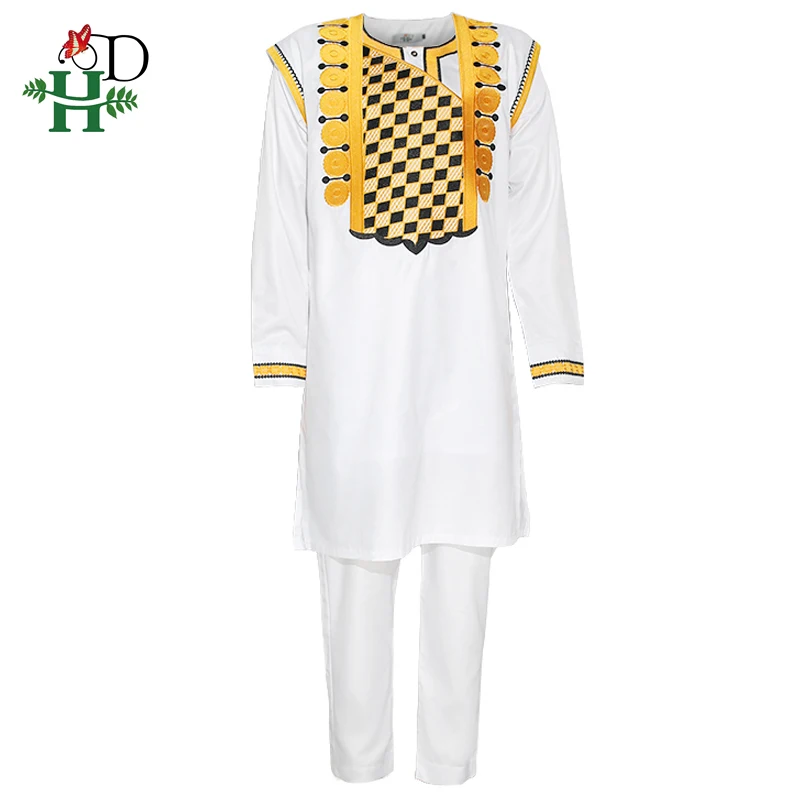 H & D африканские мужчины Agbada одежда Чехол рубашка брюки костюм вышитые Дашики