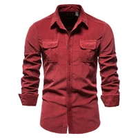 men clothing long sleeve corduroy shirt spring and autumn mens cotton japanese slim casual shirt all match fashion simple tops