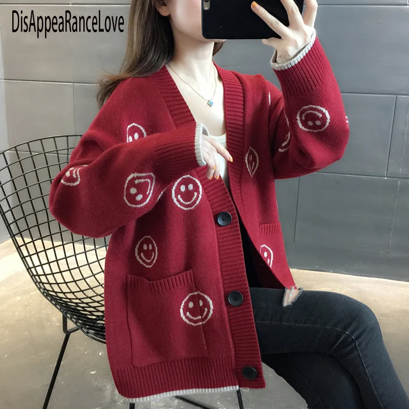 

Женский свитер, кардиган, зимний однотонный кашемировый топ, повседневные кардиганы, шикарная корейская мода, зимняя вязаная куртка, женски...