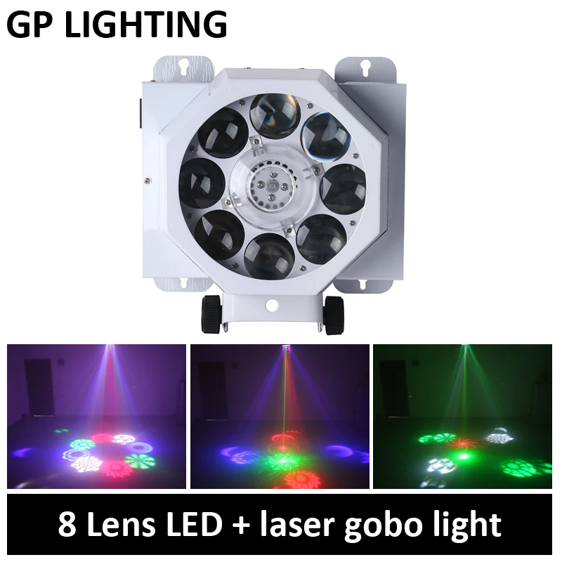 8 линза led + лазерный Паттер gobo свет красочный префект эффект свадебное украшение