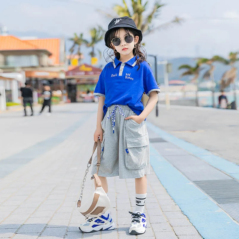 

Girls' summer suit 2021 new foreign style fashionable summer children's leisure two piece suit for girls 7-39