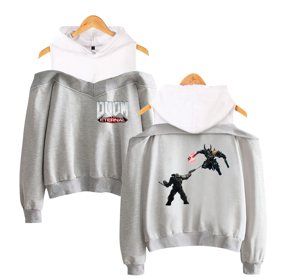 

Doom Eternal Off-the-shoulder hoodie women New Arrival Fashion Print Sexy Doom Eternal shoulder Popular Sweatshirt Coats tops
