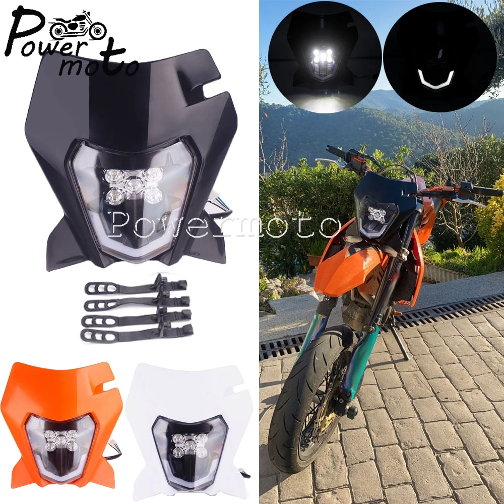

Hi/Lo Beam Motocross Enduro MX Head Lamp Fairing LED Headlight Mask For EXC TPI XC-W EXC-F SMC Six Days FREERIDE 250 Dirt Bike