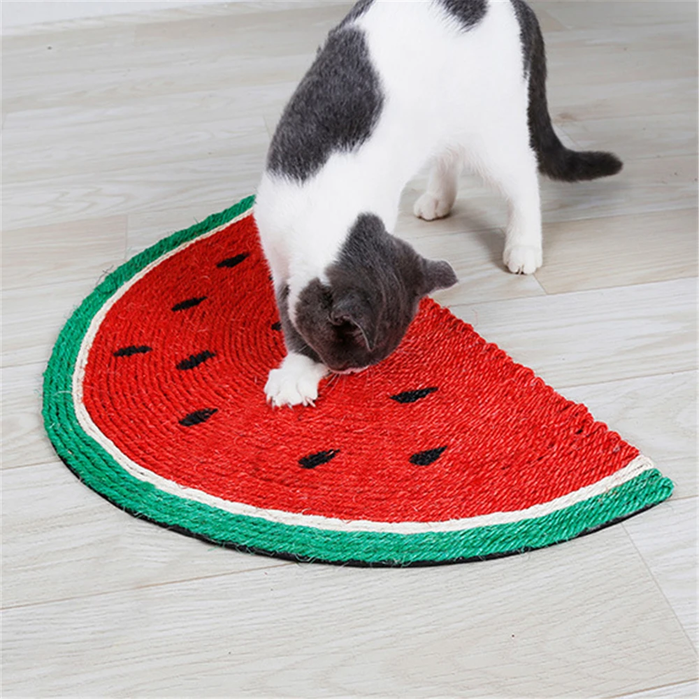 Шлифовальный коготь натуральный коврик из сизаля для кошки наполовину арбузный