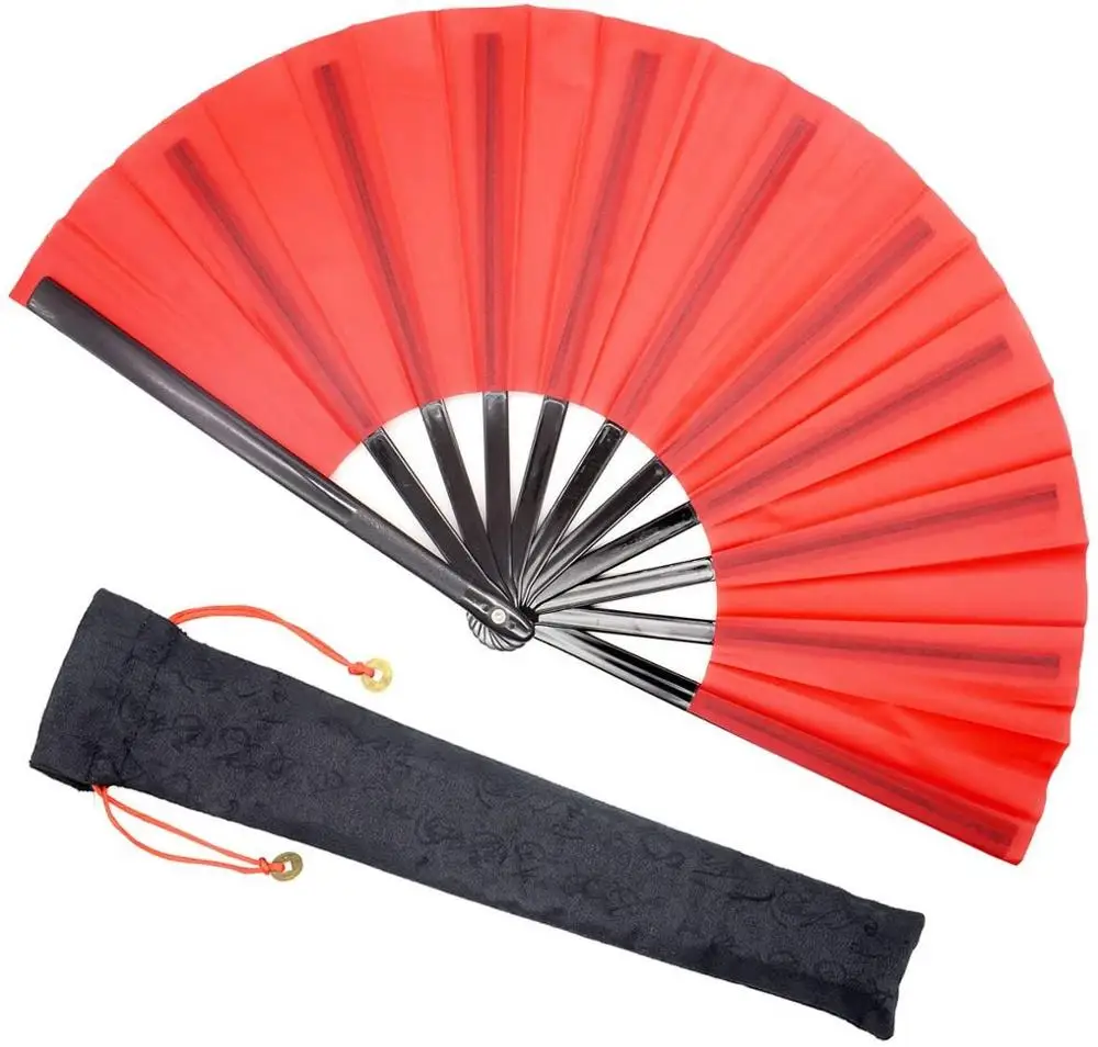 

33CM Nylon Cloth Folding Fan Chinese Kung Fu Tai Chi Fan Handheld for Performance Dance Fighting Party Home Decor Gift