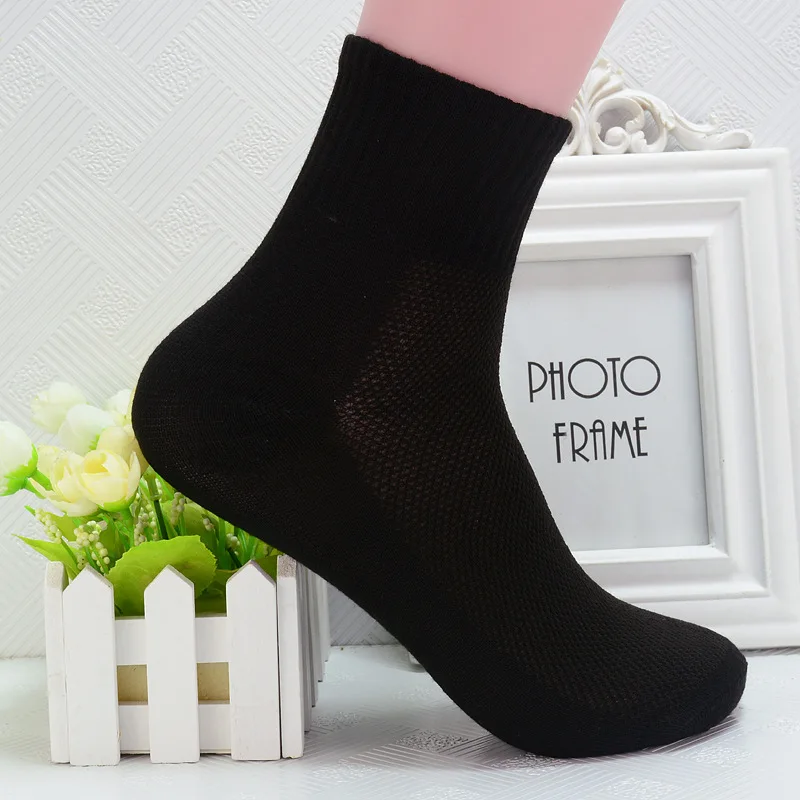

20pcs = 10 Pairs Summer Men's Socks Mesh Breathable Business Cotton Male White Black Gray Fashion Casual Socks