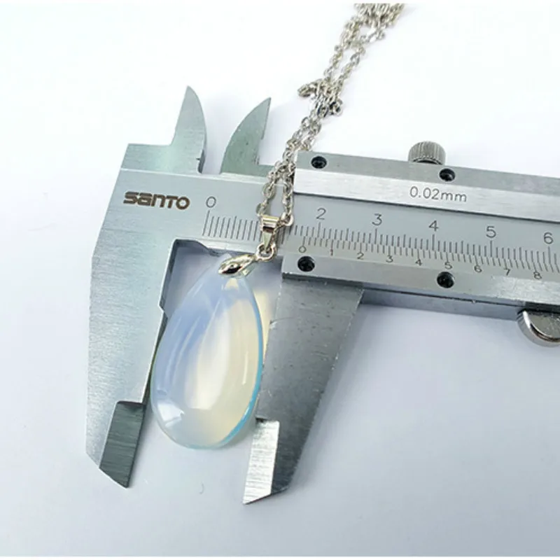 Ожерелье с подвеской в виде капли из натурального камня и сплава опалом Женская