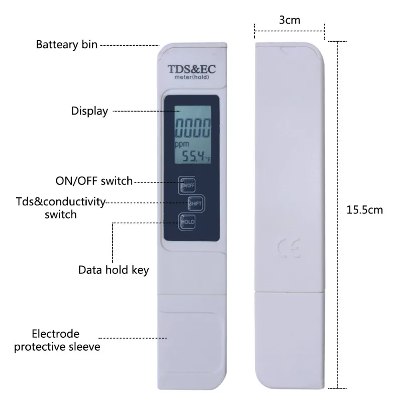 Yieryi TDS ph-метр PH/TDS/EC/TEMP метр цифровой монитор качества воды тестер серии для бассейнов, питьевой воды, аквариумов