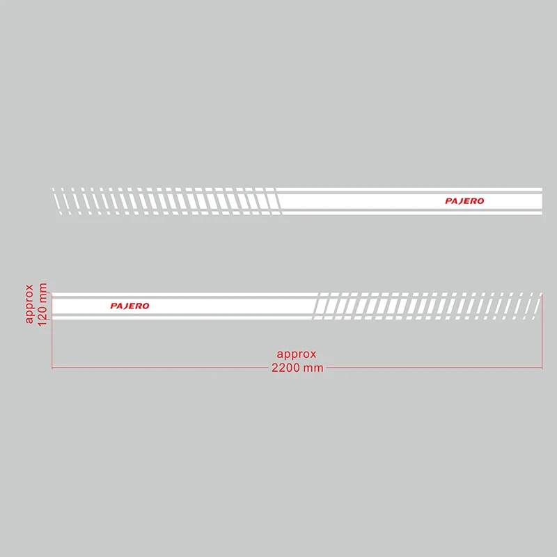 SILVER WHITE 2PCS 2 шт. боковой юбки подоконник наклейки для Mitsubishi PAJERO 4 гонки полоса наклейка - Название цвета: SILVER WHITE 2PCS