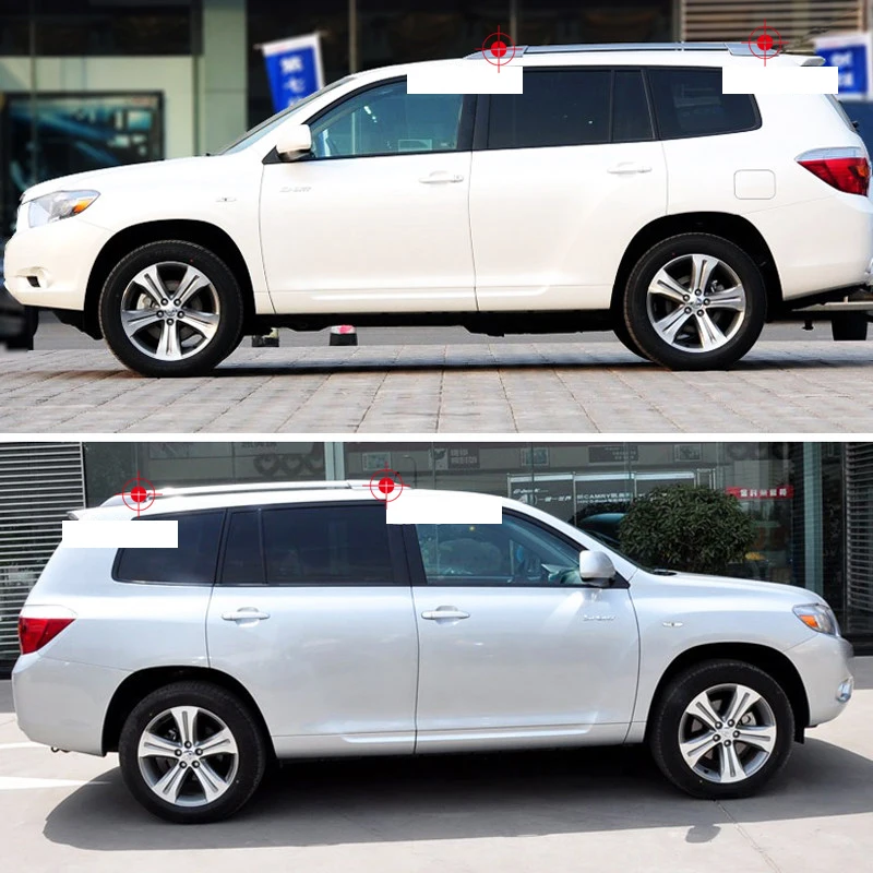 4 шт. пластиковые Серебристые чемоданы на крышу для Toyota Highlander 2009 2014|Багажники
