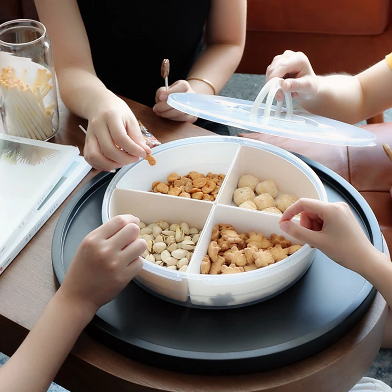 

4-Compartment Vegetable Tray Snack Storage Box with Lid Fruit Bowl with Lid