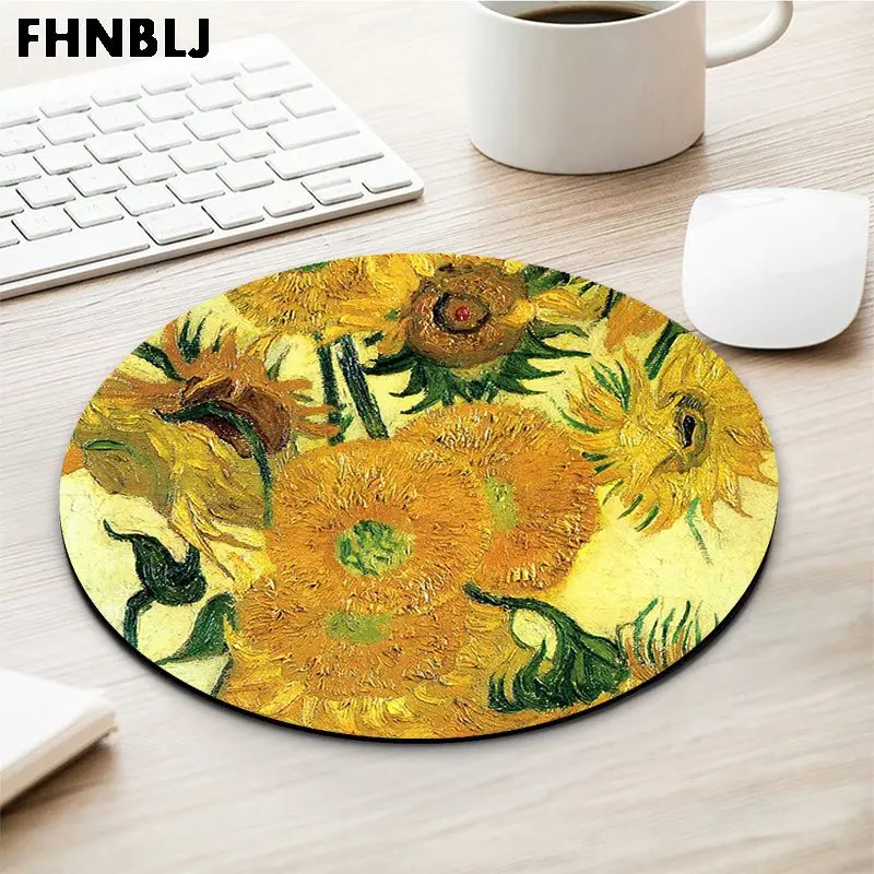 

FHNBLJ 2018 New Starry sky wave van Gogh gamer play mats round gaming Mousepad Anti-Slip Laptop PC Mice Pad Mat gaming Mousepad