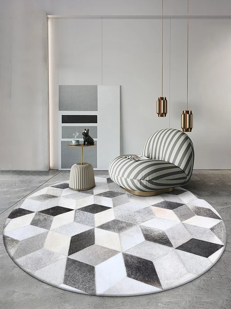 Американский Стиль роскошный серый теплые Прошитые круглая нашивка работы ковры