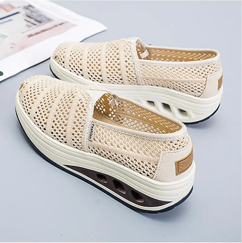 

2021 Shoes Women Summer Cut-Outs Canvas Sneakers Shoes Woman Breathable Platform Casual Shoes Female Walking Shoes