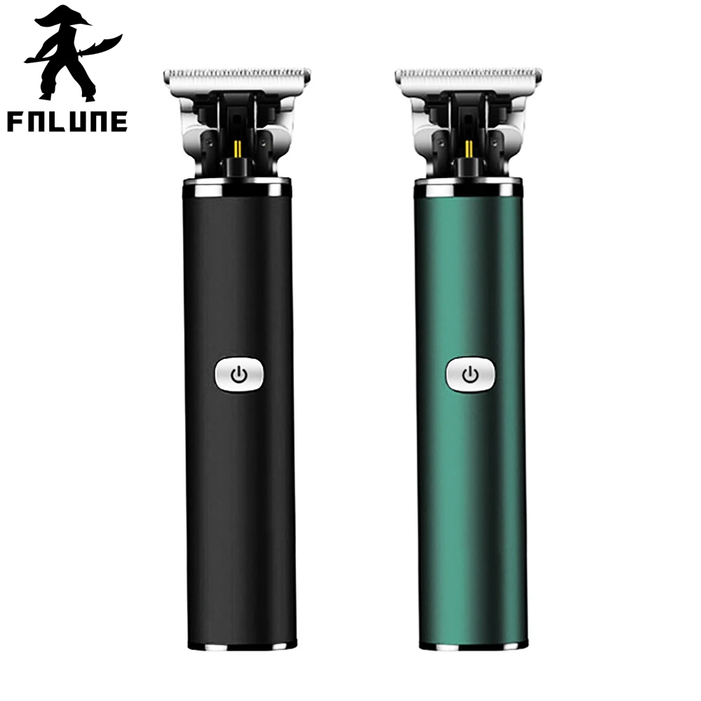FnLune Green Black Professional Hair Clipper Metal Men Electric Cordless Hair Trimmer Baldheaded T Blade Finish Haircut Machine