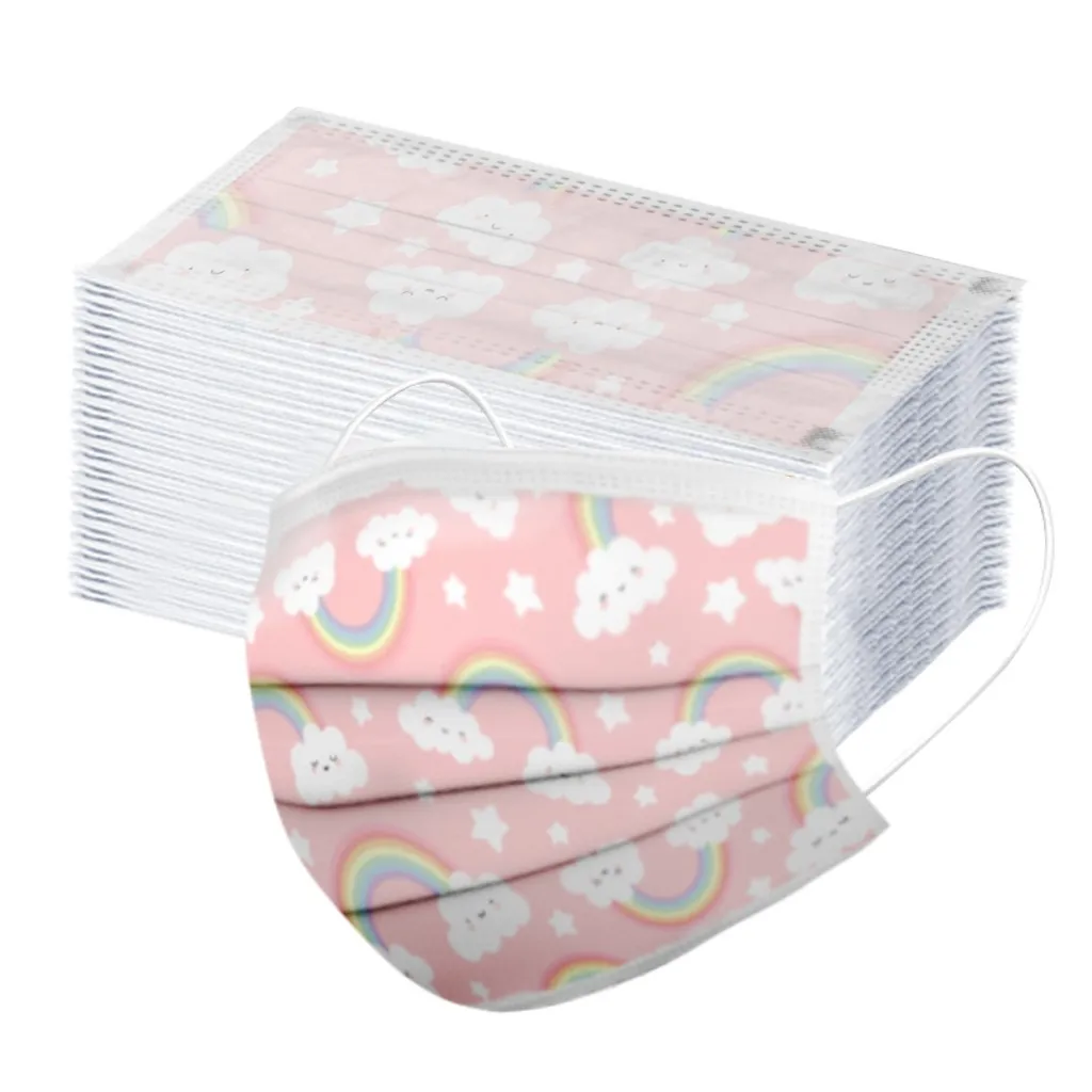 

50pcs Children Kid Print Mask Three-layer Non-woven Breathable Ear-hook Mouth Mask Pm2.5 Outdoor Dustproof Sunscreen Face Mask#Z