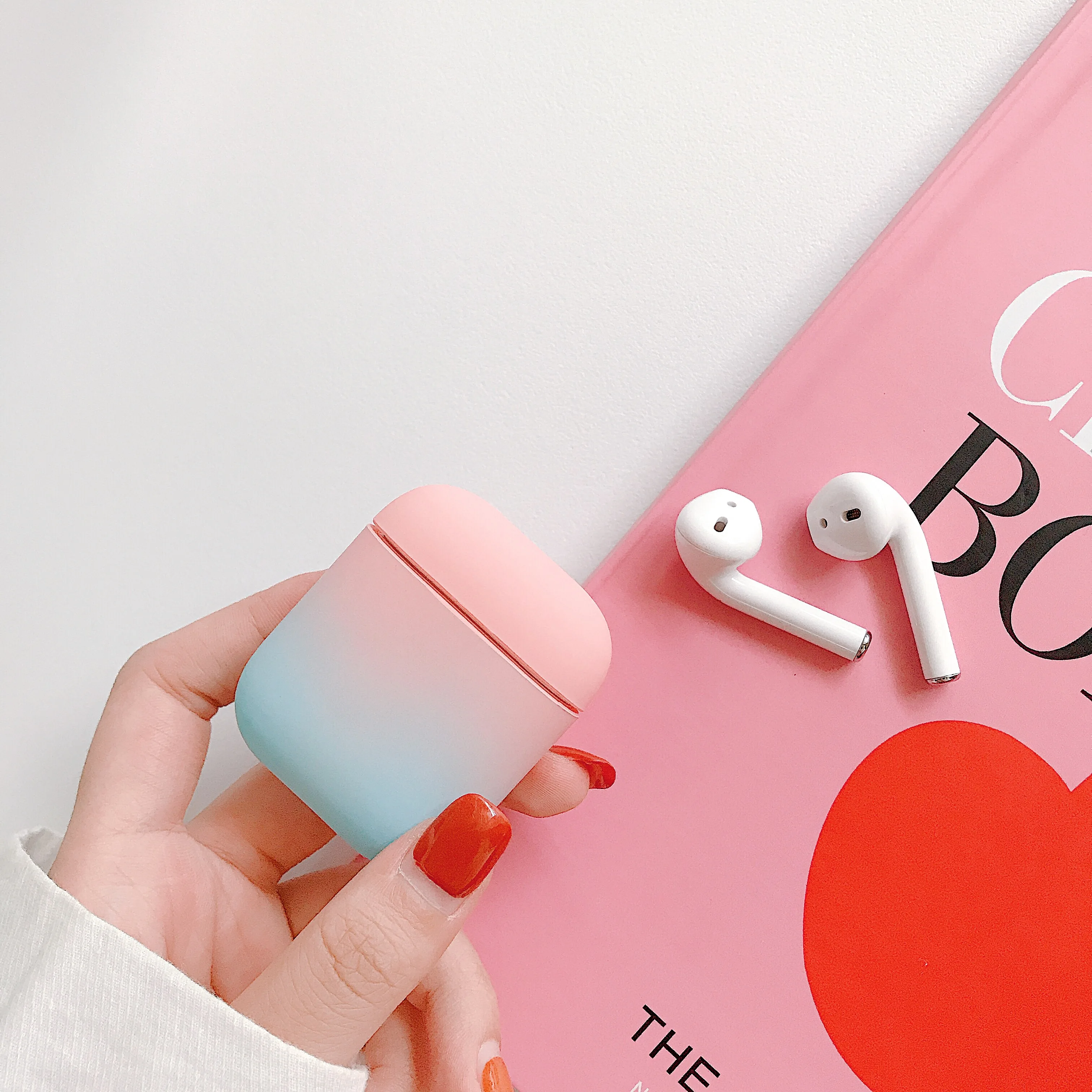 Для AirPods чехол градиентный Радужный цвет Твердый защитный чехол Bluetooth беспроводные наушники чехол для Air pods shell