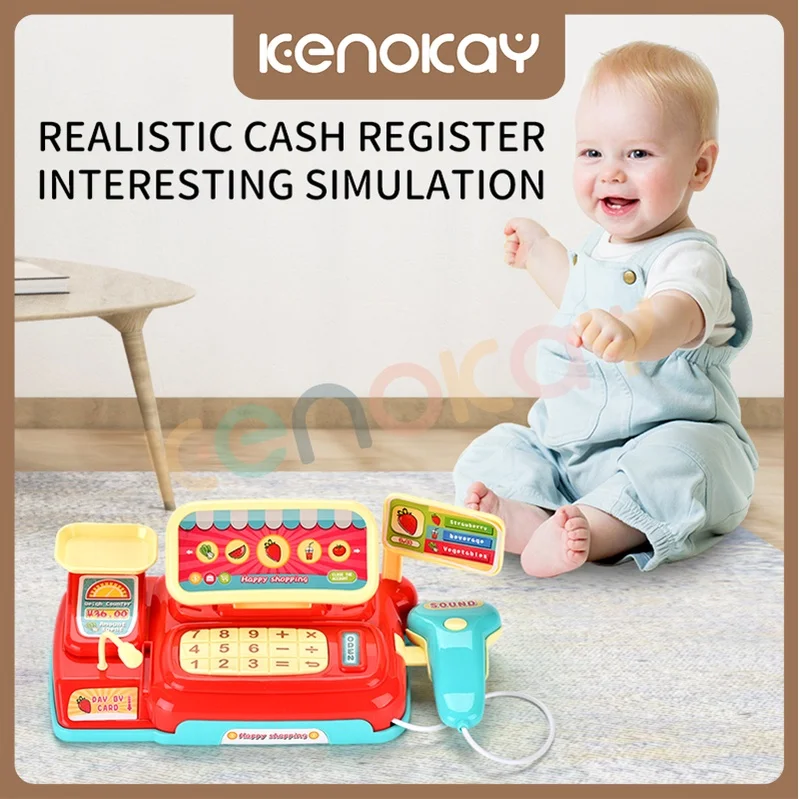 

Комплект кассового аппарата kenok, ролевые детские игрушки, кассир для супермаркета, игрушки, музыка и светильник, игрушки для мальчиков и дев...