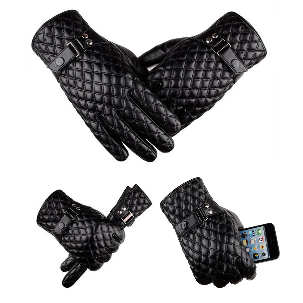 2020 Spring Winter New Men's Windproof Waterproof Bicycle Leather Slip Plus Velvet Thickening Gloves touch screen gloves men#O30 |