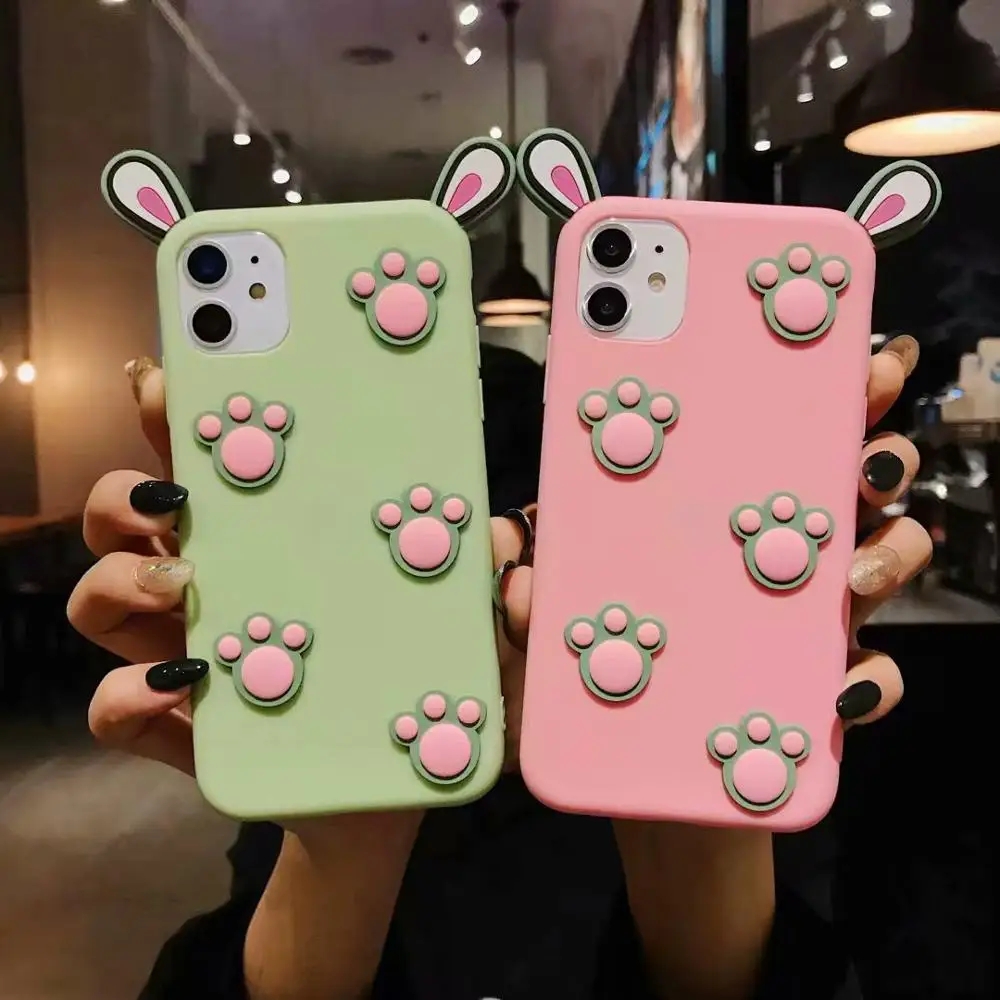 Cute 3D Cat claw Ear Cartoon soft Silica gel Phone Case For iPhone 11 and 11pro max 5 6 S 7 8 Plus X XR XS MAX cover |