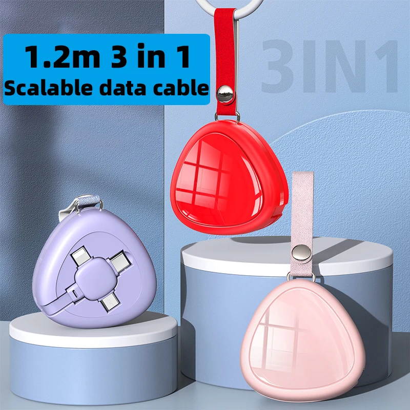 

Регулируемый 120 см USB Baseus 3 в 1 Tyep-C кабель для MacBook Pro для iPhone 12 13 Max XR 8 Plus зарядное устройство кабель для передачи данных