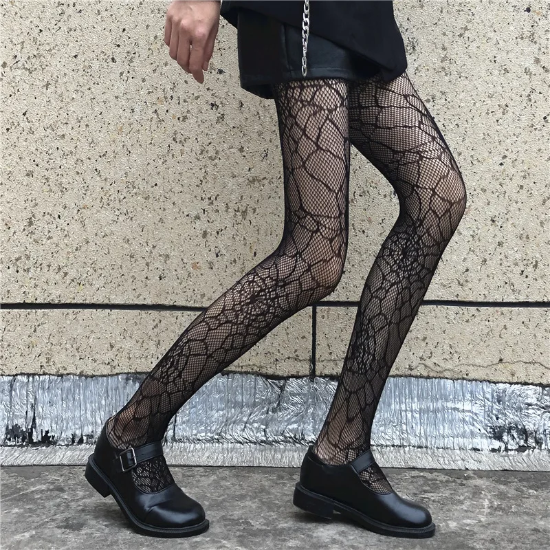 

Japanese Gothic Tights Pantyhose Black Retro Rose Flower Vine Fishnet Lace Trousers Little Love Bottoming Stockings Women Girl's