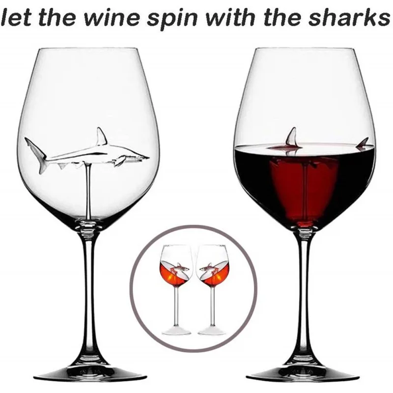 

Creative Crystal Wine Glasses 300ml Red Wine Glass With Shark Inside For Wedding Flutes Party Glass Bottle For Home Use