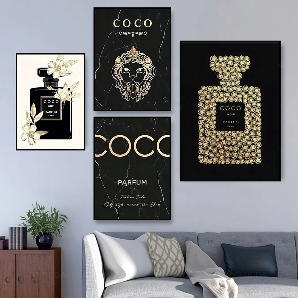 

Perfume Bottle Poster Fashion Canvas Painting Prints Wall Art Pictures Interior Paintings Marble For Living Room Home Decoration