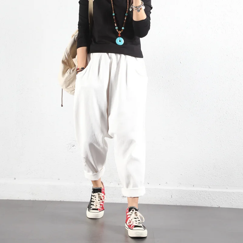 Джинсы шаровары BF в стиле хип хоп мешковатые из денима с прямой мотней ковбойские