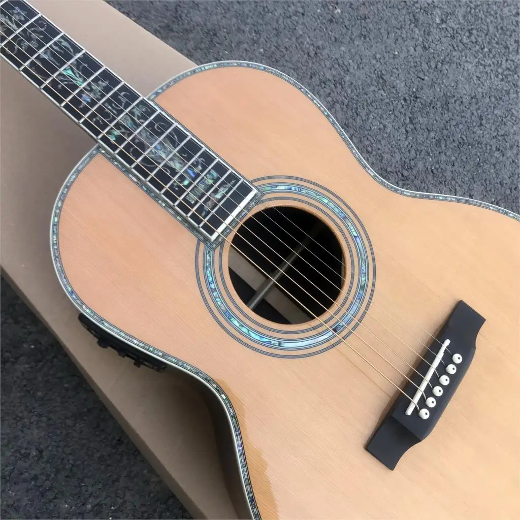 

Real Abalone 39 Inch Ooo Style Acoustic Guitar, Ebony Fingerboard Solid Spruce Top Guitarra acustica,Free Shipping