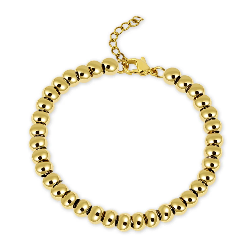 

Gold Color Filled Ball Beads Stainless Steel Bracelets For Women Men Jewelry 4/6/8mm Beaded Strand Bracelets Custom Wholesale