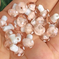 transparent pink mushroom lampwork glass loose beads for diy crafts jewelry making findings accessories earring 10x13mm 12x17mm