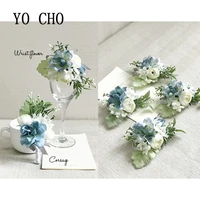 yo cho artificial flower buttonhole wedding groom boutonniere corsage bracelet bridesmaid silk flowers brooch marriage pin