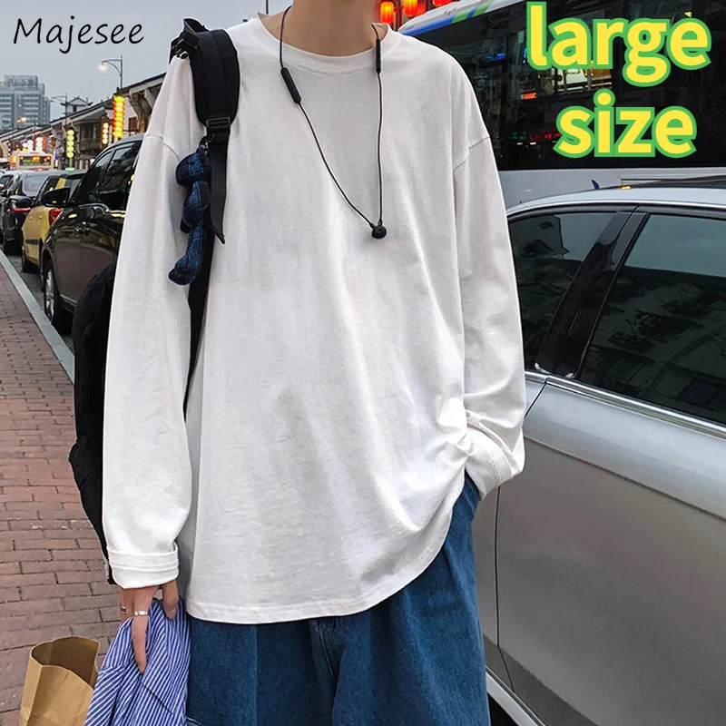 

Мужская Однотонная футболка с длинным рукавом и круглым вырезом