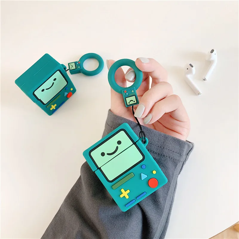 Чехол для наушников Airpods 1 2 с мультяшной игровой машиной и Bluetooth, милый защитный чехол, аксессуары с брелком, стереоскопический дизайн
