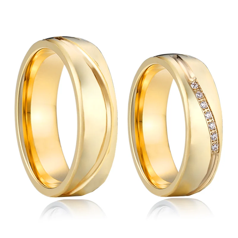 

original wedding rings solid 14k gold AU585 Lovers Alliance western designer Marriage Promise rings for couples men and women
