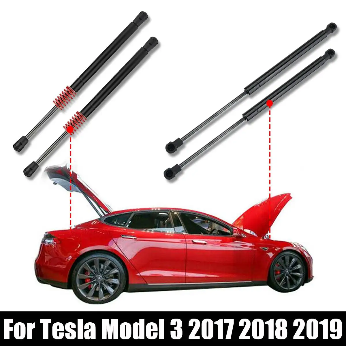 NEW 2X Front/Rear Trunk Tail Gate Tailgate Boot Gas Spring Shock Lift Struts Support For Tesla Model 3 2017 2018 2019 | Автомобили и