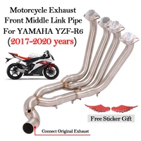 full system motorcycle exhaust modified escape muffler front middle connect link pipe slip on for yamaha yzf r6 yzf r6 2017 2020