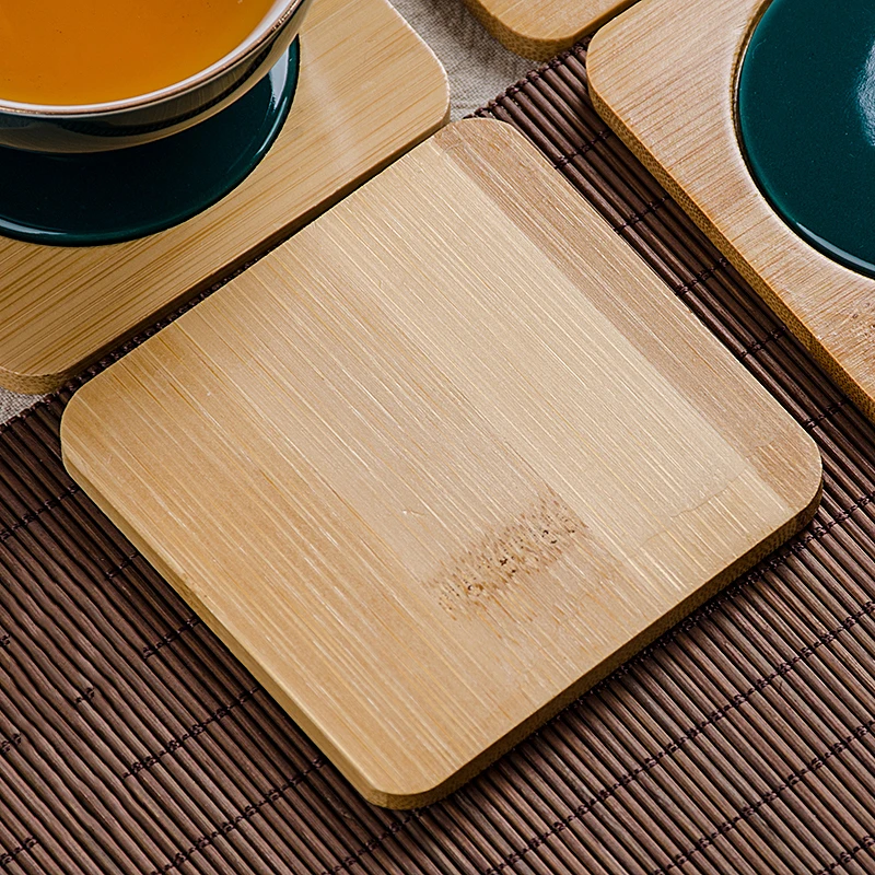 2 шт./лот креативный поднос для чайных чашек натуральный бамбук керамика зеленая