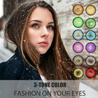 США кольцо 3 тона контактные линзы для костюмированной вечеринки Модные Контактные линзы для глаз Быстрая доставка 12 Цвета контактные линзы ежегодно
