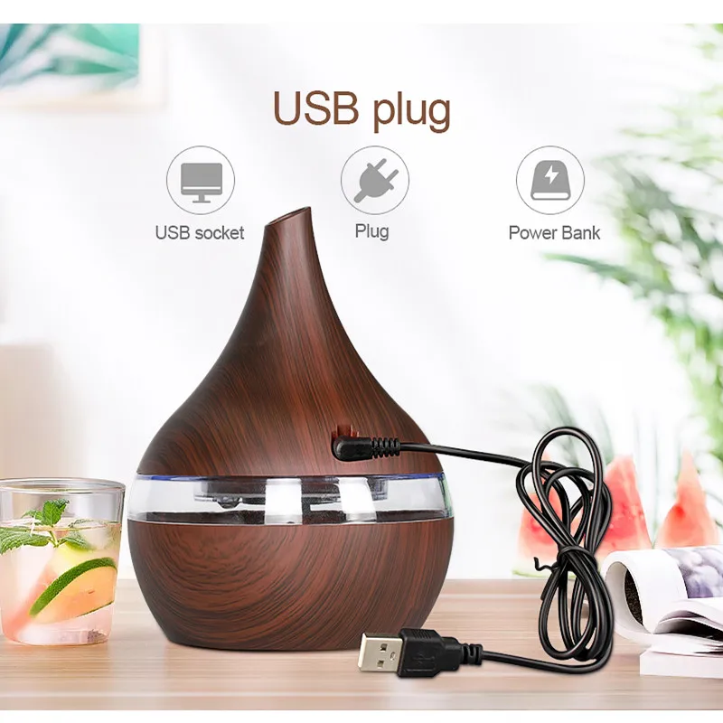 Электрический ультразвуковой увлажнитель воздуха 300 мл USB аромадиффузор эфирное